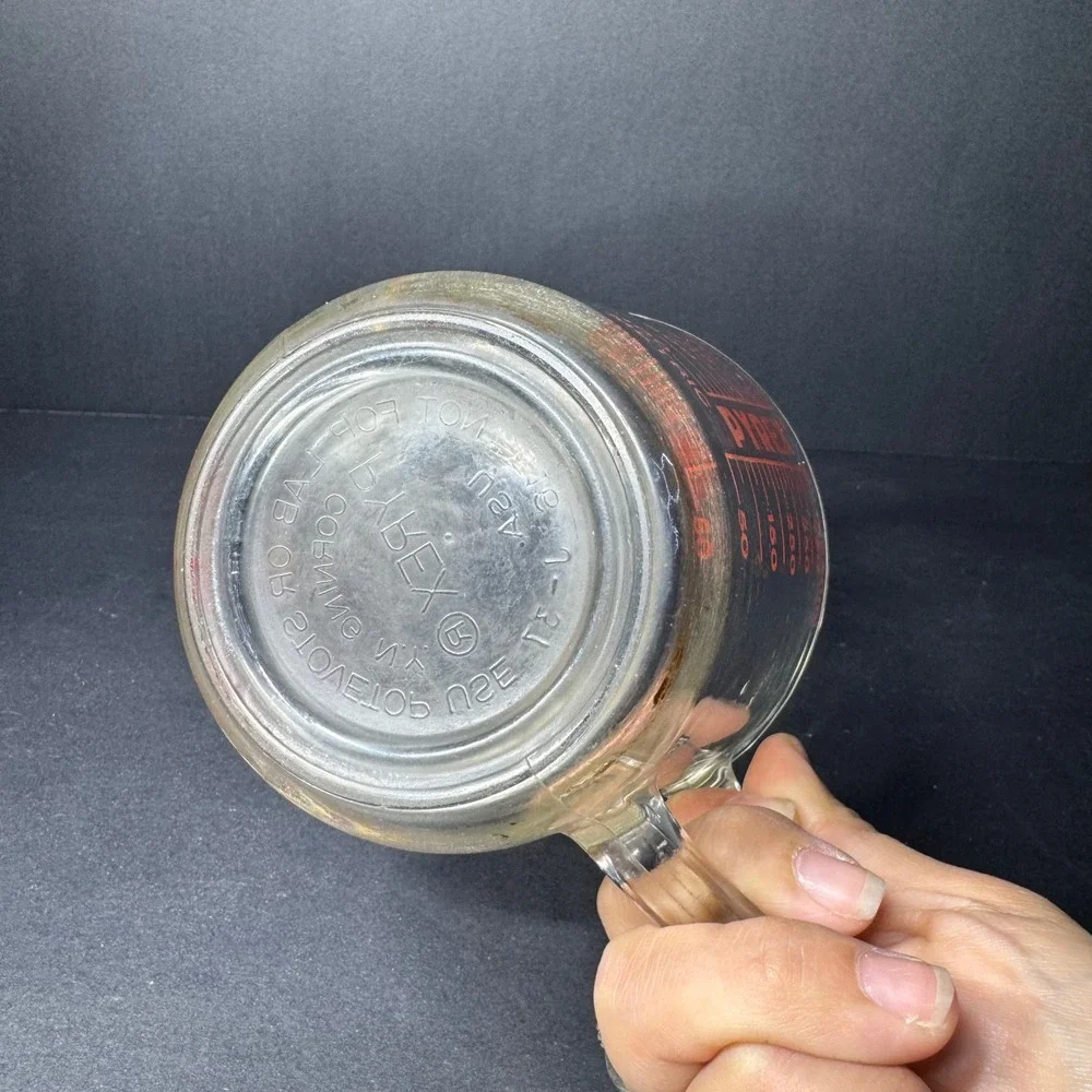 Vintage Pyrex‎ #516 2 Cup Measuring Glass Red Lettering 500ml 16oz Made in USA